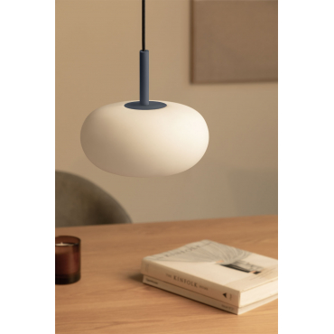 Led Ceiling Lamp In Glass And Steel Deruent Blue Lapis Blue - Sklum