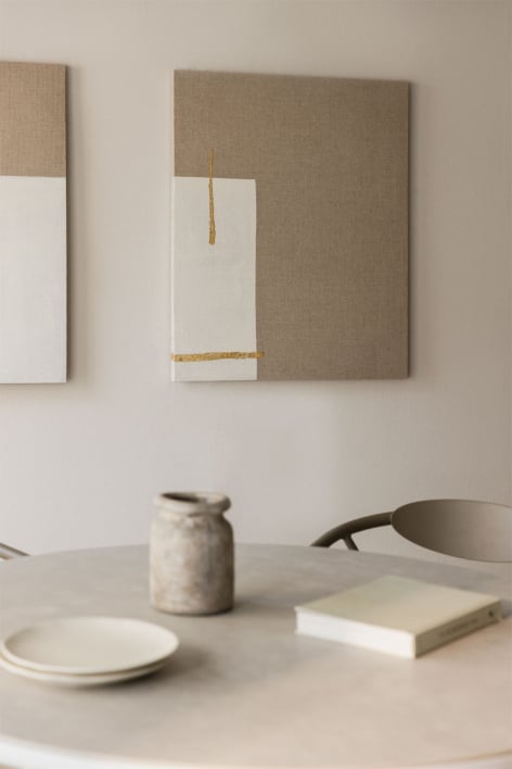 Decorative painting 80x100 cm hand-painted on linen with plaster relief Mivara