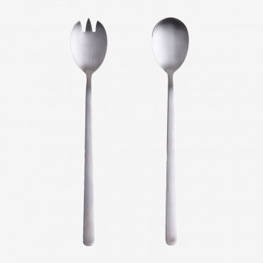 Salad Cutlery Set In Stainless Steel, 2 Pieces, Sornia Grey Brass - Sklum