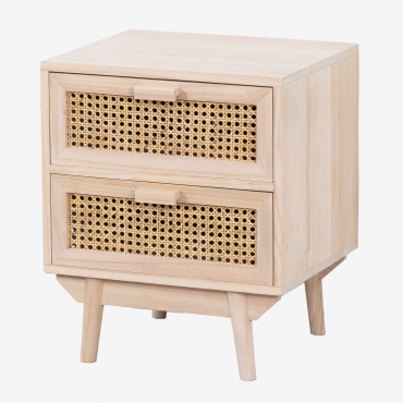 Pack Of 2 Ralik Wooden Bedside Tables Brown Natural Wood - Sklum