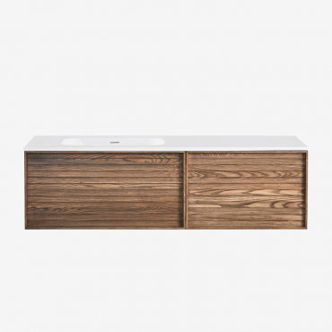 Wooden Bathroom Furniture Set With Integrated Washbasin Solea Natural Wood & Mirrorless & Without Tap - Sklum