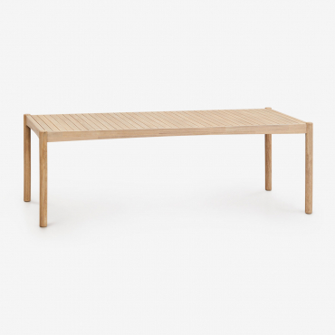 Rectangular Garden Table 220x100 Cm In Acacia Wood Karvia Light Acacia Brown - Sklum