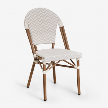Pack Of 2 Brielle Bistro Stackable Garden Chairs In Aluminum And Synthetic Rattan Nude Beige - Gardenia White - Sklum