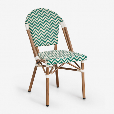 Pack Of 2 Brielle Bistro Stackable Dining Chairs In Aluminum And Synthetic Rattan Green Kale - Gardenia White - Sklum
