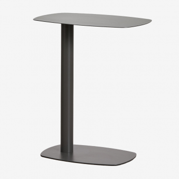 Rectangular Garden Side Table 40x25 Cm In Iron Odelia Granite Grey & ↑50 Cm - Sklum