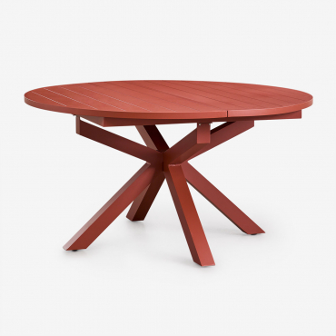Extendable Garden Table 145-200x145 Cm In Barces Aluminum Red Roof Tile - Sklum