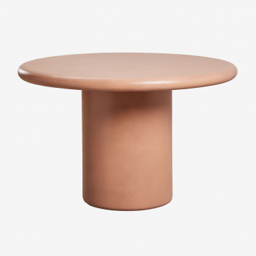 Round Garden Table In Cement Namara Terracota & Ø120 Cm - Sklum