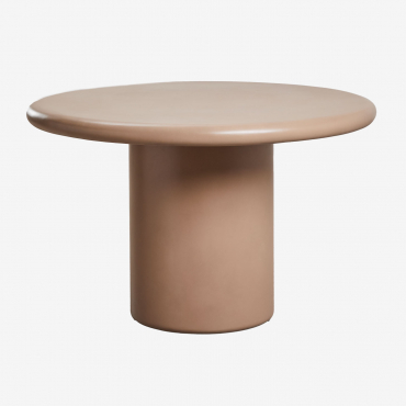 Namara Round Cement Dining Table Light Camel Brown & Ø120 Cm - Sklum