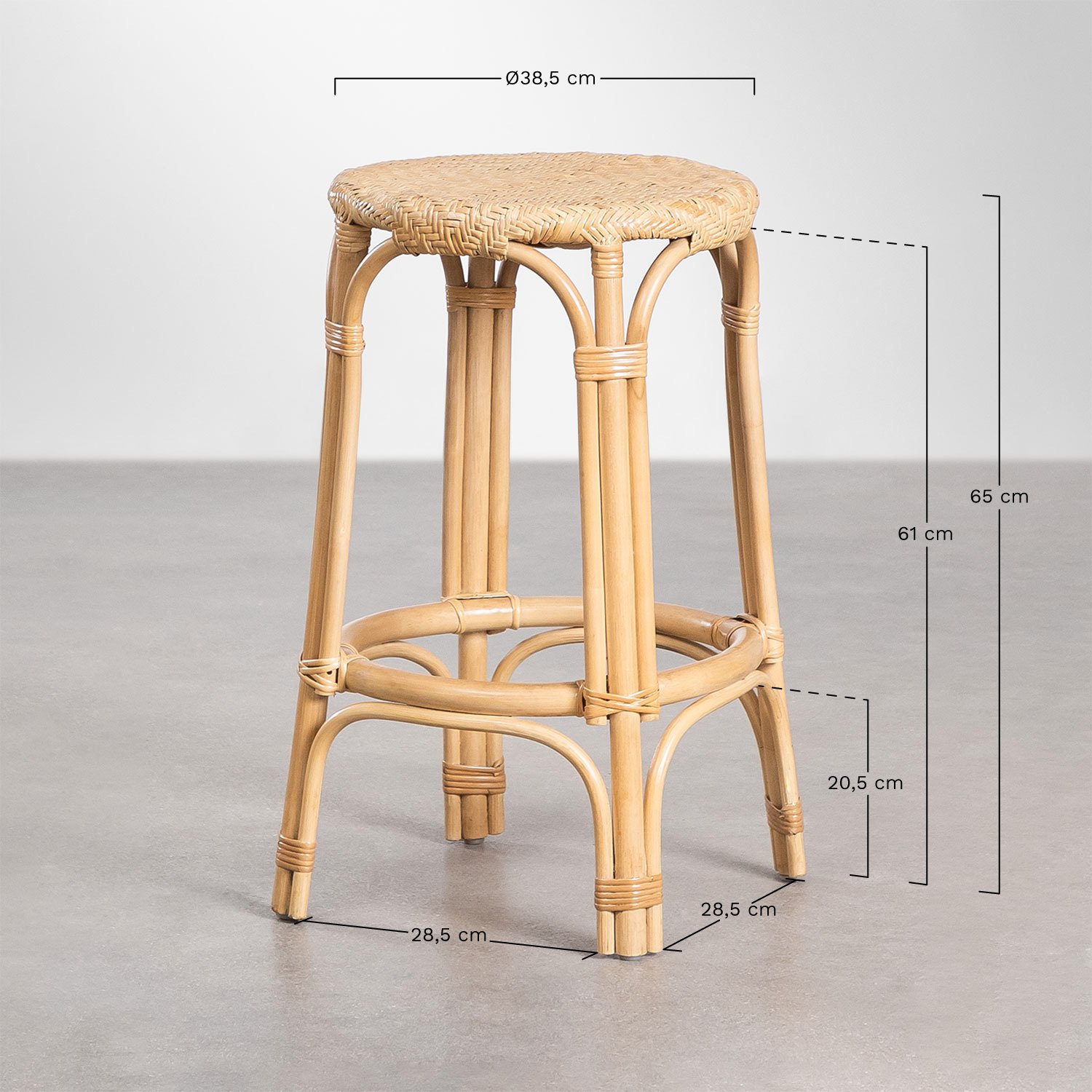 Jachel rattan high stool 65 cm, MEASURES