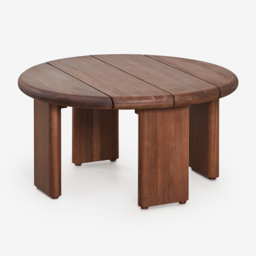 Round Garden Side Table Ø70 Cm In Famara Acacia Wood Acacia Brown - Sklum