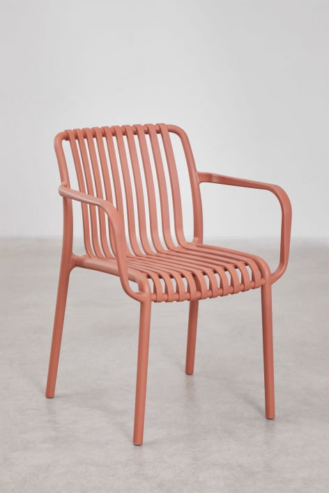Pack of 4 Wendell polypropylene garden chairs with armrests - Terracota