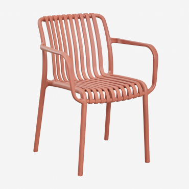 Pack Of 2 Wendell Polypropylene Dining Chairs With Armrests Red Roof Tile - Sklum