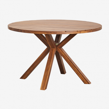 Naele Round Wooden Dining Table Acacia Brown & Ø120 Cm - Sklum