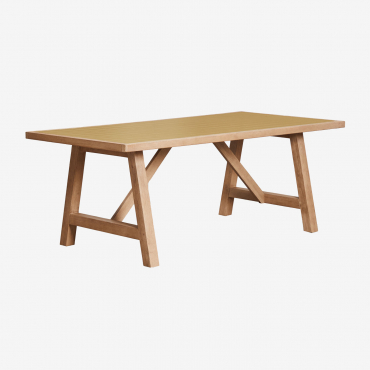 Rectangular Garden Table 200x100 Cm Acacia Wood And Dubai Tiles Yellow Chrome & Rustic Acacia Brown - Sklum