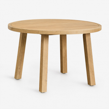 Round Dining Table Ø120 Cm In Acacia Wood Dubai Rustic Acacia Brown - Sklum