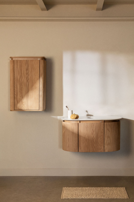 Suspended bathroom furniture set 90x50 cm in Carsone wood - Natural Wood