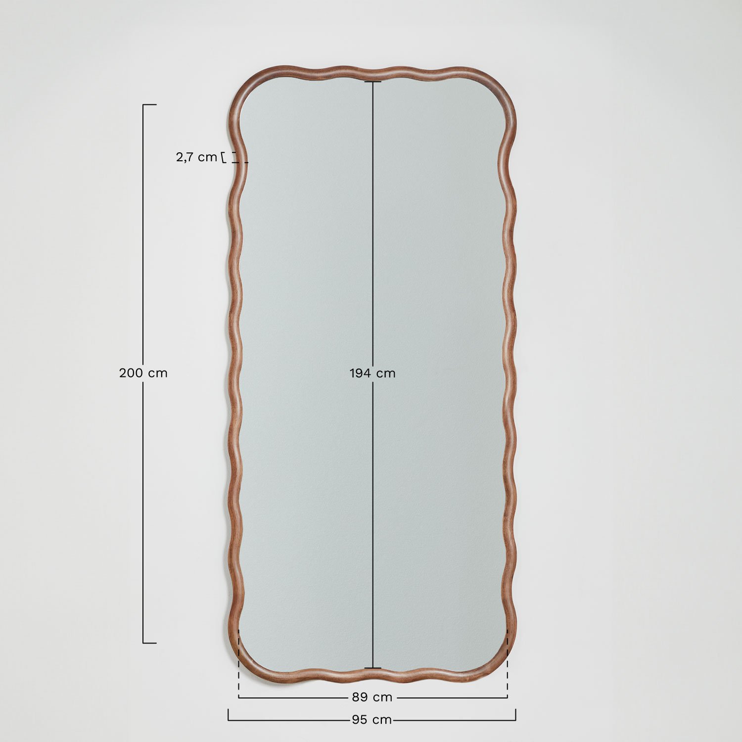Aldreu oak wood wall mirror, MEASURES