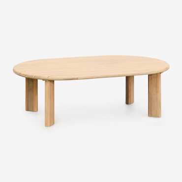 Oval Center Table In Acacia Wood 100x60 Cm Leilan Light Acacia Brown - Sklum