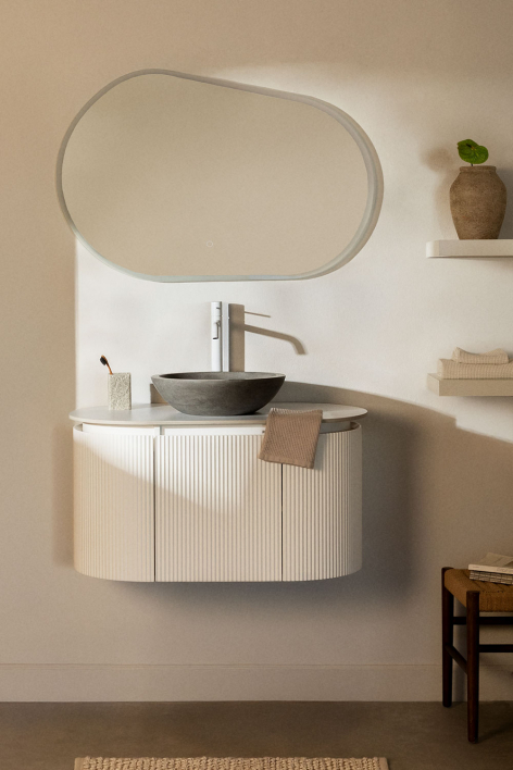 Carsone suspended wooden bathroom furniture set - White