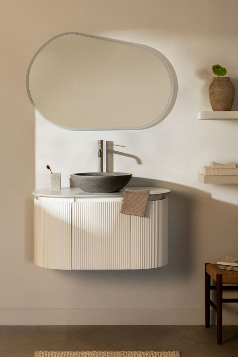 Carsone suspended wooden bathroom furniture set - White
