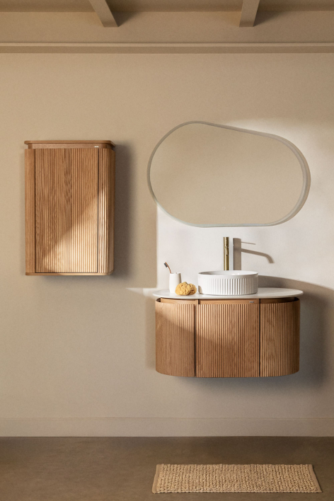 Suspended bathroom furniture set 90x50 cm in Carsone wood - Natural Wood