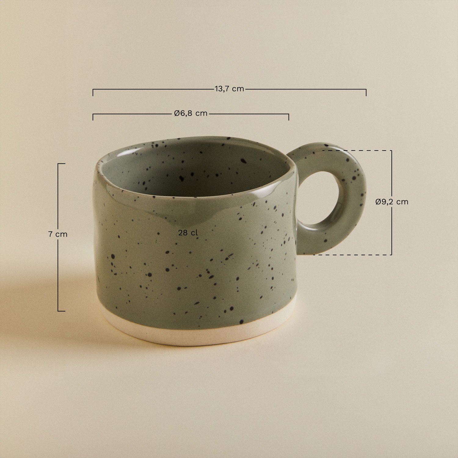 Demyr stoneware coffee mug 28 cl, MEASURES