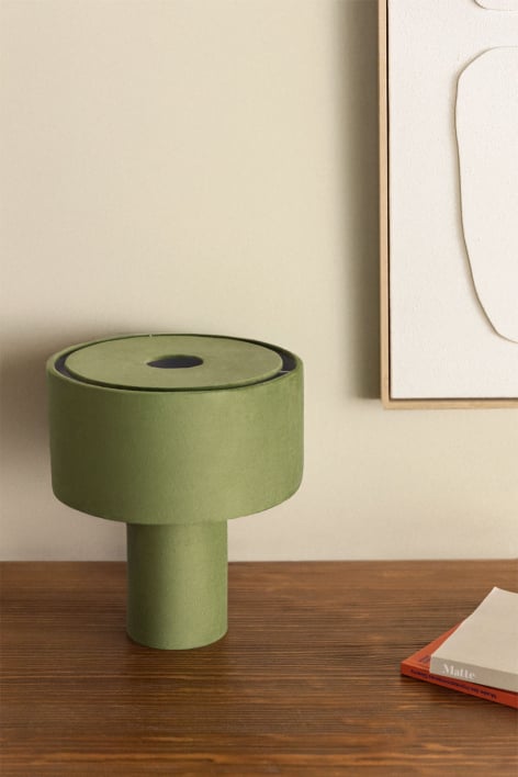 Pianela upholstered table lamp - Green Velvet Flora