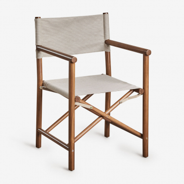 Pack Of 2 Olivia Folding Director's Chairs In Acacia Wood Beige Semoline - Sklum