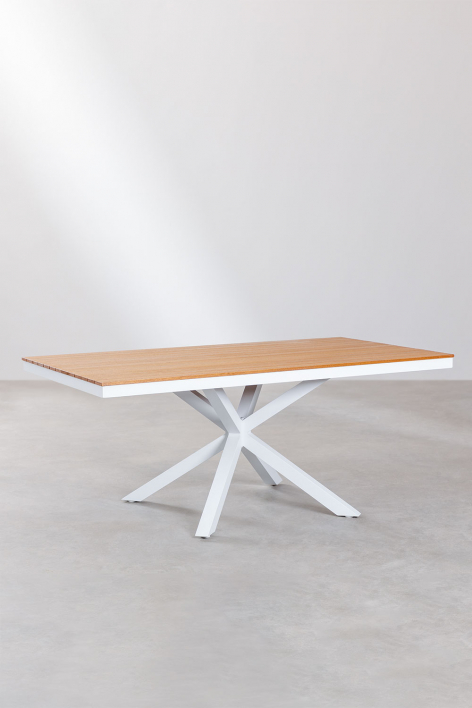 Rectangular garden table 180x100 cm in aluminum and wood Archer