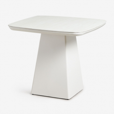 Square Garden Table 90x90 Cm In Sintered Stone And Inkeri Aluminium 90 X 90 Cm - Sklum