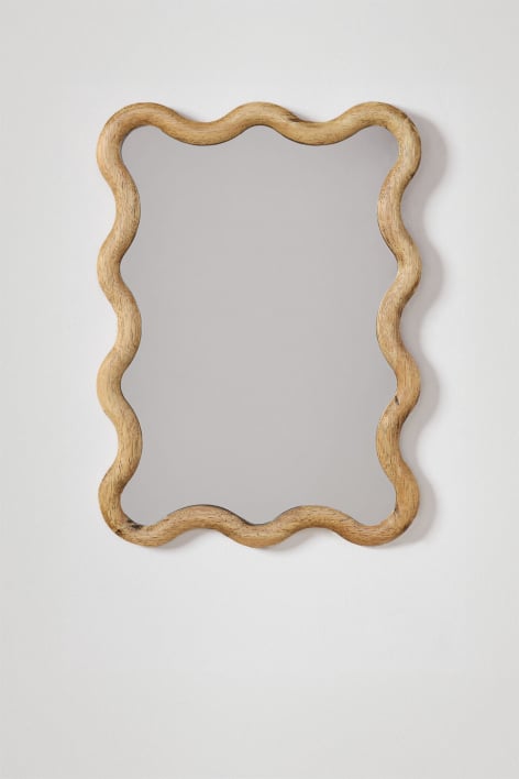 Rectangular wall mirror 55x40 cm in Tilore oak wood