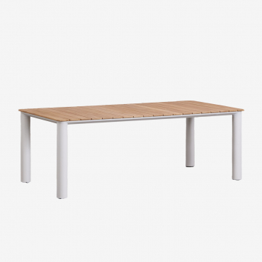 Rectangular Garden Table In Aluminum And Teak Wood Sirka Light Teak Wood & 220 X 100 Cm - Sklum