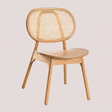 Pack Of 4 Dining Chairs In Afri Beech Wood Natural Wood - Sklum