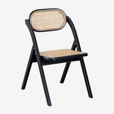 Pack Of 2 Sia Folding Wooden Dining Chairs Plain Black - Sklum