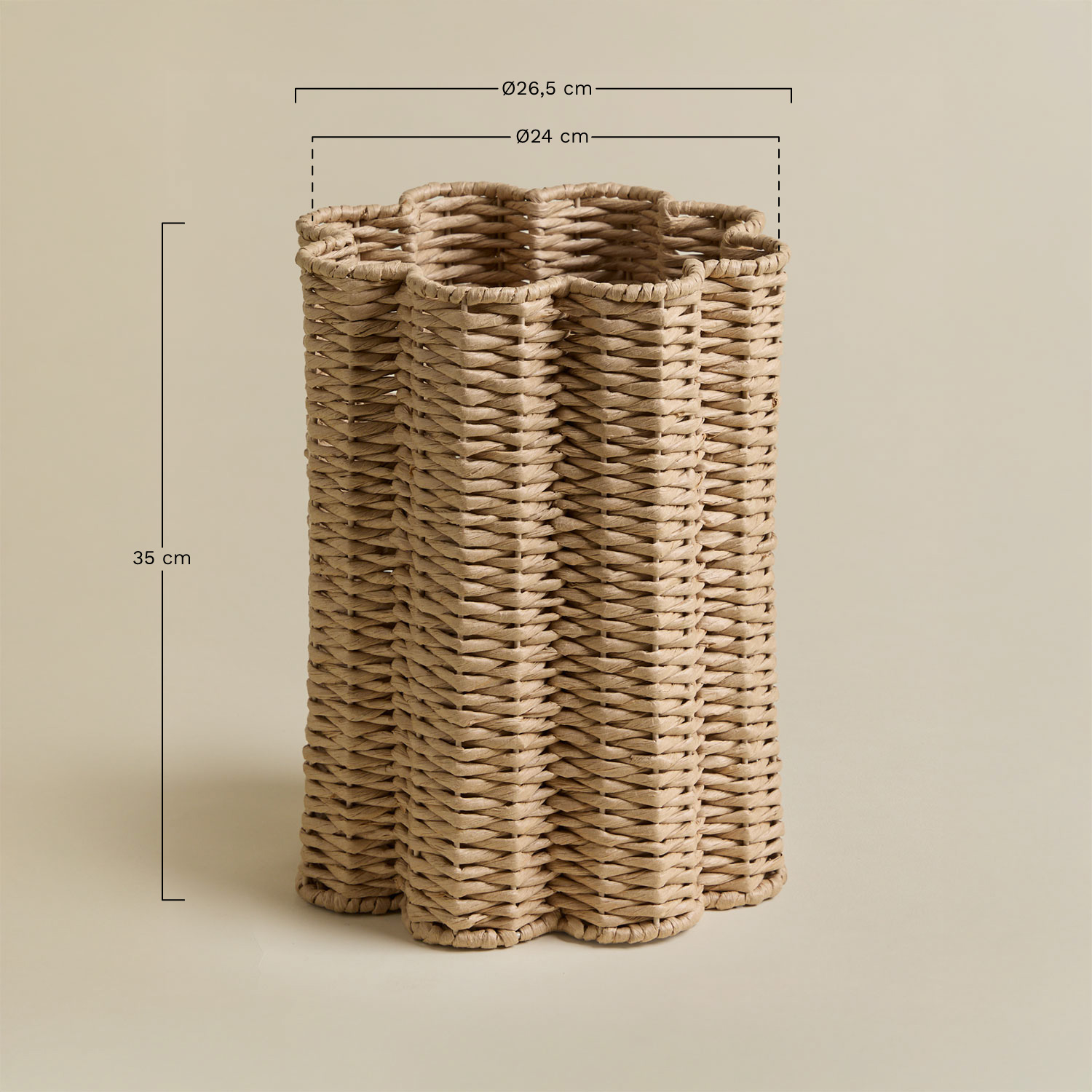 Tadinov braided rope and metal basket, MEASURES