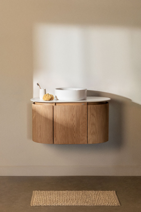 Suspended bathroom furniture set 90x50 cm in Carsone wood - Natural Wood
