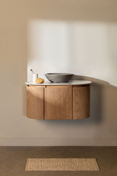 Suspended bathroom furniture set 90x50 cm in Carsone wood - Natural Wood