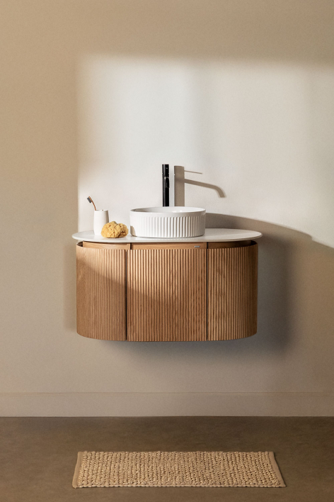 Suspended bathroom furniture set 90x50 cm in Carsone wood - Natural Wood