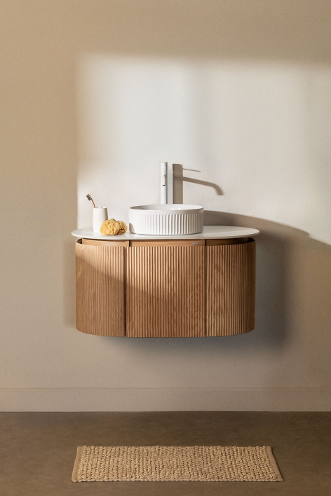 Suspended bathroom furniture set 90x50 cm in Carsone wood - Natural Wood