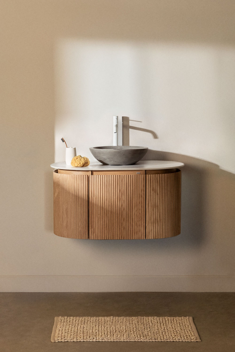Suspended bathroom furniture set 90x50 cm in Carsone wood - Natural Wood