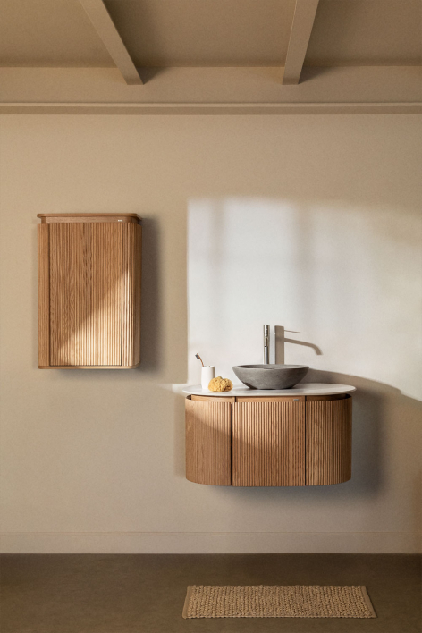 Suspended bathroom furniture set 90x50 cm in Carsone wood - Natural Wood