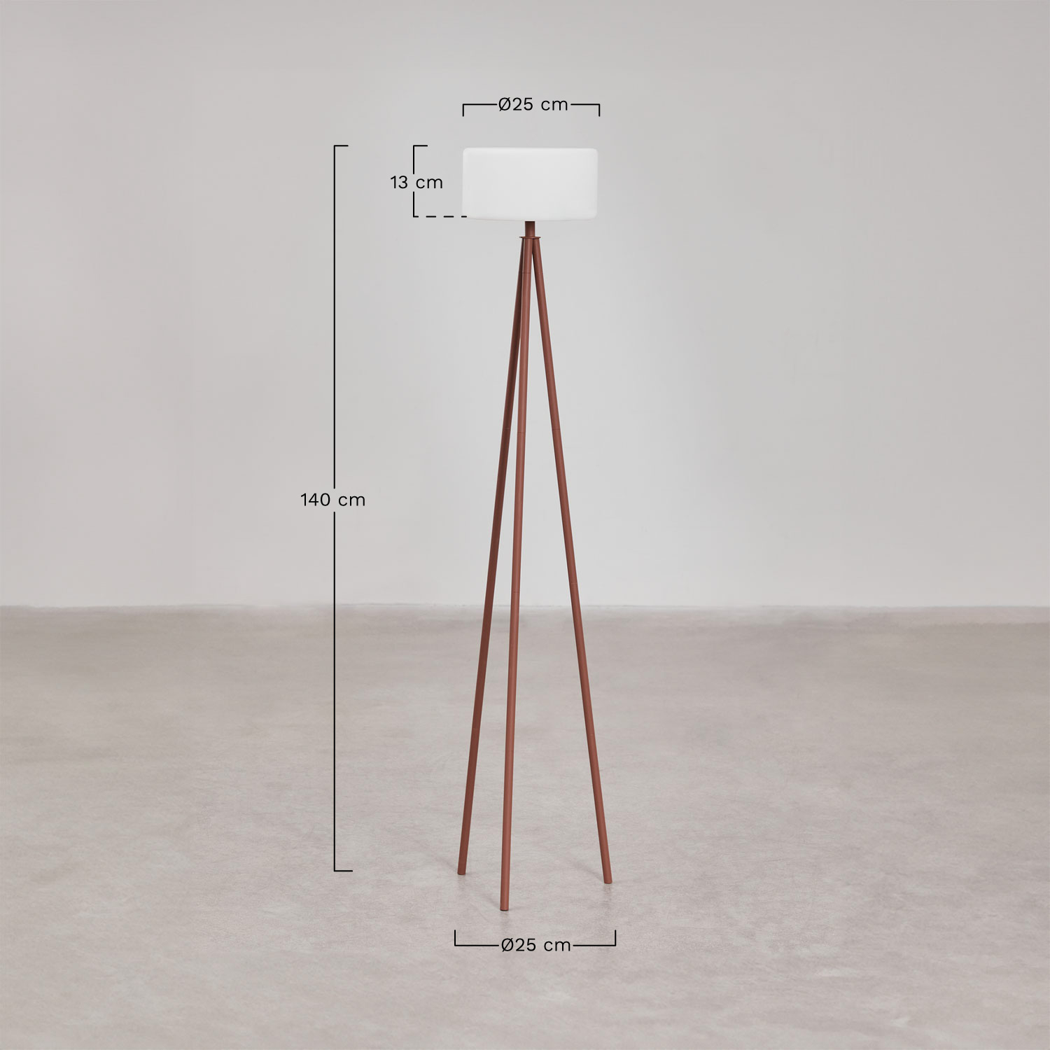 Wireless LED floor lamp in steel Mezina, MEASURES