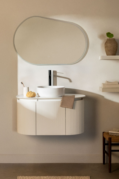 Carsone suspended wooden bathroom furniture set - White