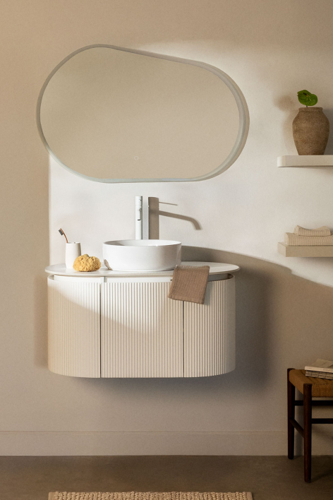 Carsone suspended wooden bathroom furniture set - White