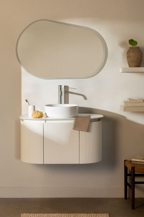 Carsone suspended wooden bathroom furniture set - White