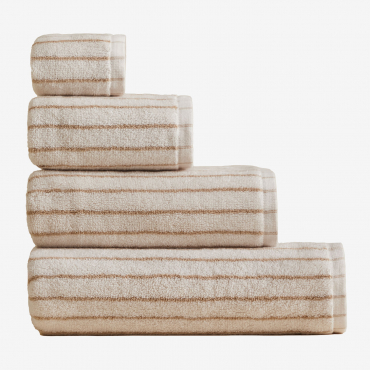 Set Of 4 Ibai Cotton Towels Gardenia White - Nude Beige - Sklum