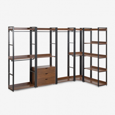Open Corner Modular Wardrobe 5-piece In Steel And Wood Ariaster Black - Sklum