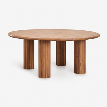 Round Dining Table In Acacia Wood Ginara Acacia Brown & Ø180 Cm - Sklum