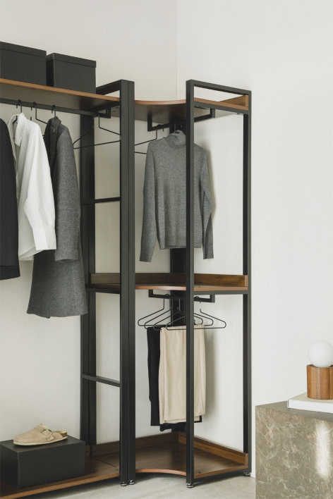 Ariaster open corner wardrobe in steel and MDF - Black