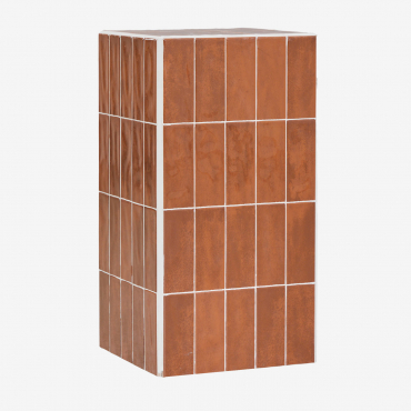 Square Garden Side Table 30x30 Cm In Cement And Bongani Tiles Red Clay - Sklum